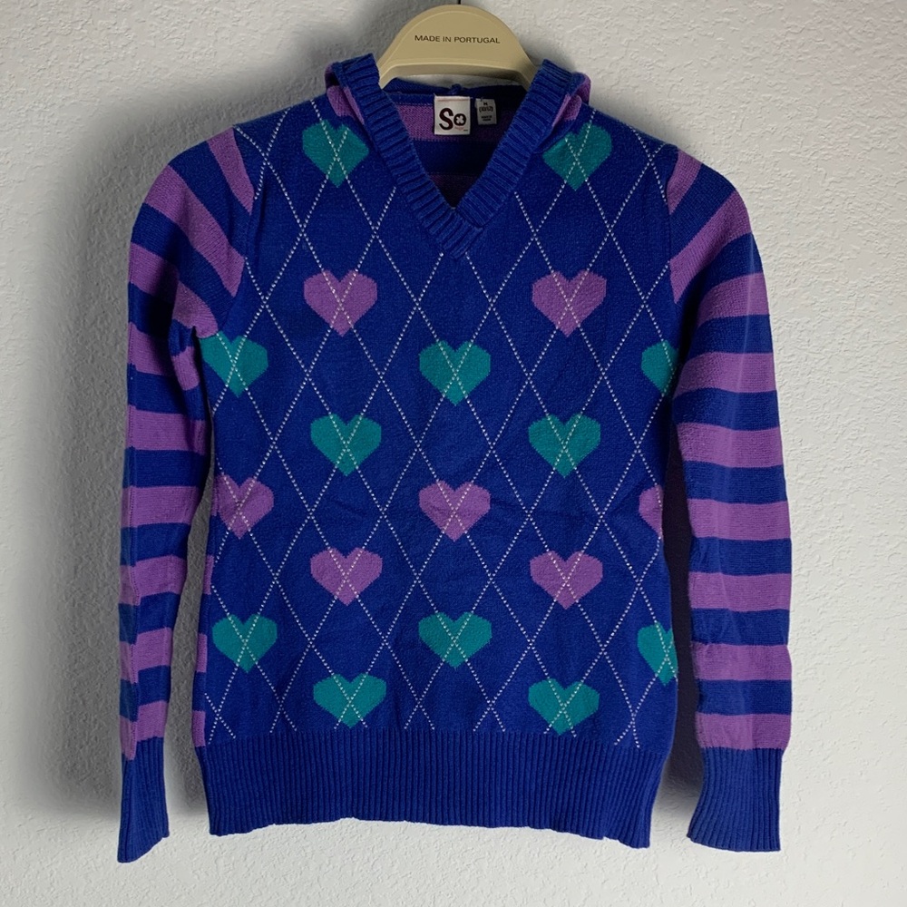SO Kids Sweater with Heart and Stripe Pattern